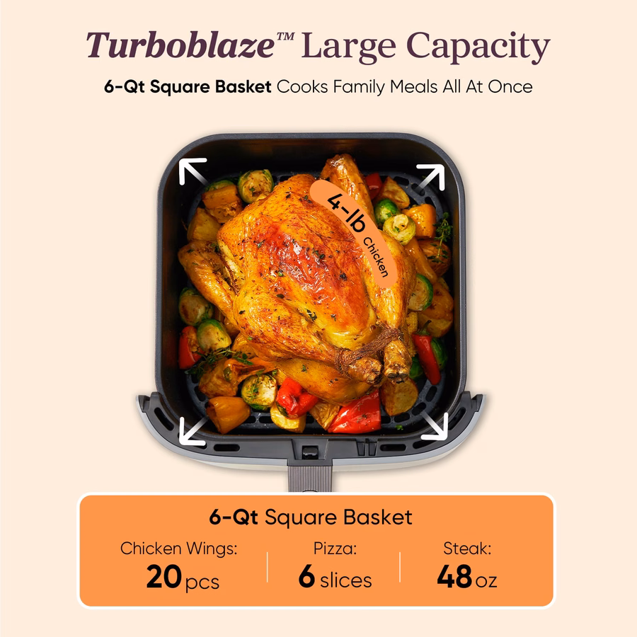 TurboBlaze™ 6,0-Liter-Luftfritteuse – Hellgrau